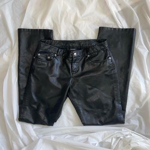 Express Women's Black Pleather Pants, Mid rise Slim, contemporary